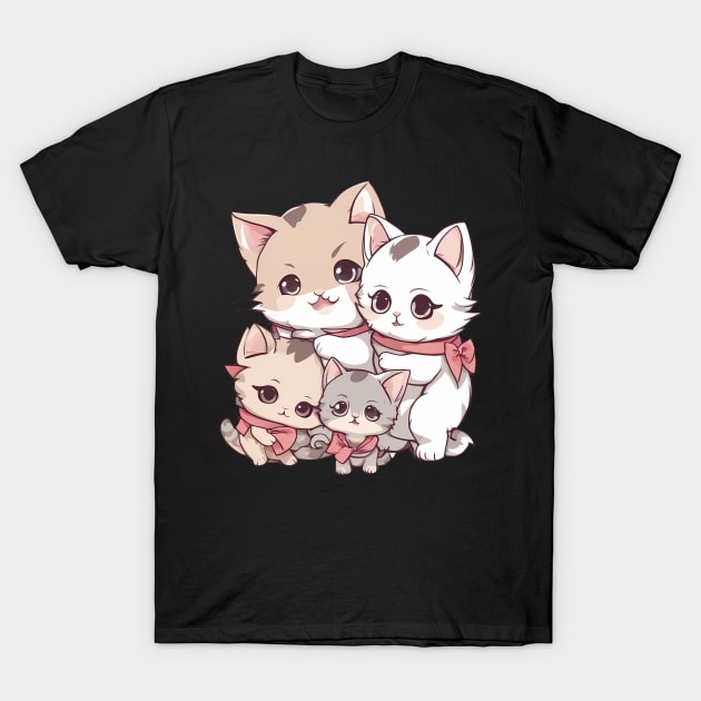 Kawaii Cat Family T-Shirt by animegirlnft